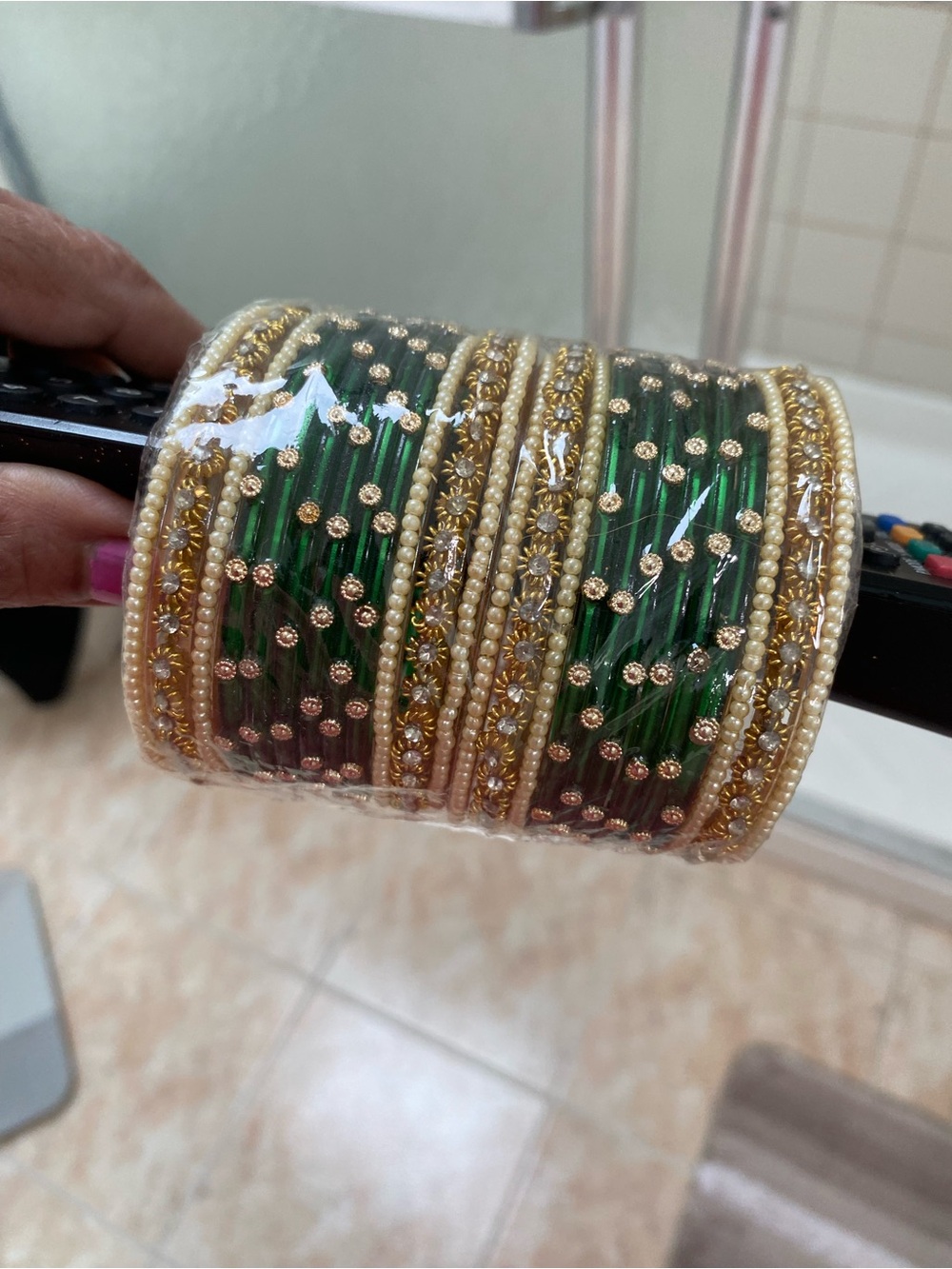 Stanley Emerald Green and Gold Bridal Bangle Set x 24